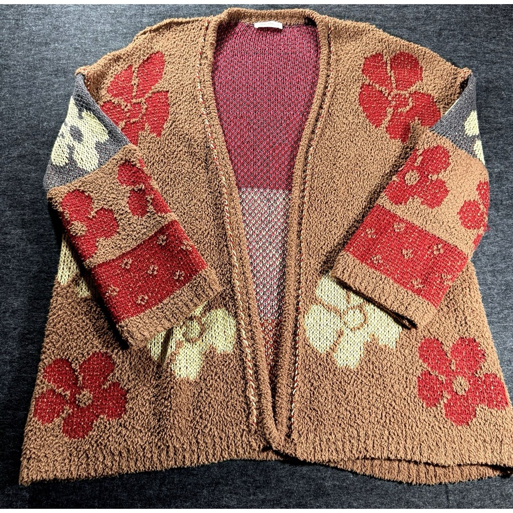 Mello Cardigan Sweater Womens Medium Daisy Oversize Terry Knit Boho Cozy